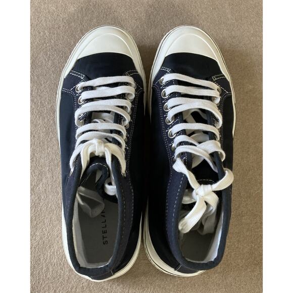 Stella McCartney High Top Sneaker Women’s Sz 39 9 NWOT Blue Cap Toe Shoe Skater - Picture 6 of 11